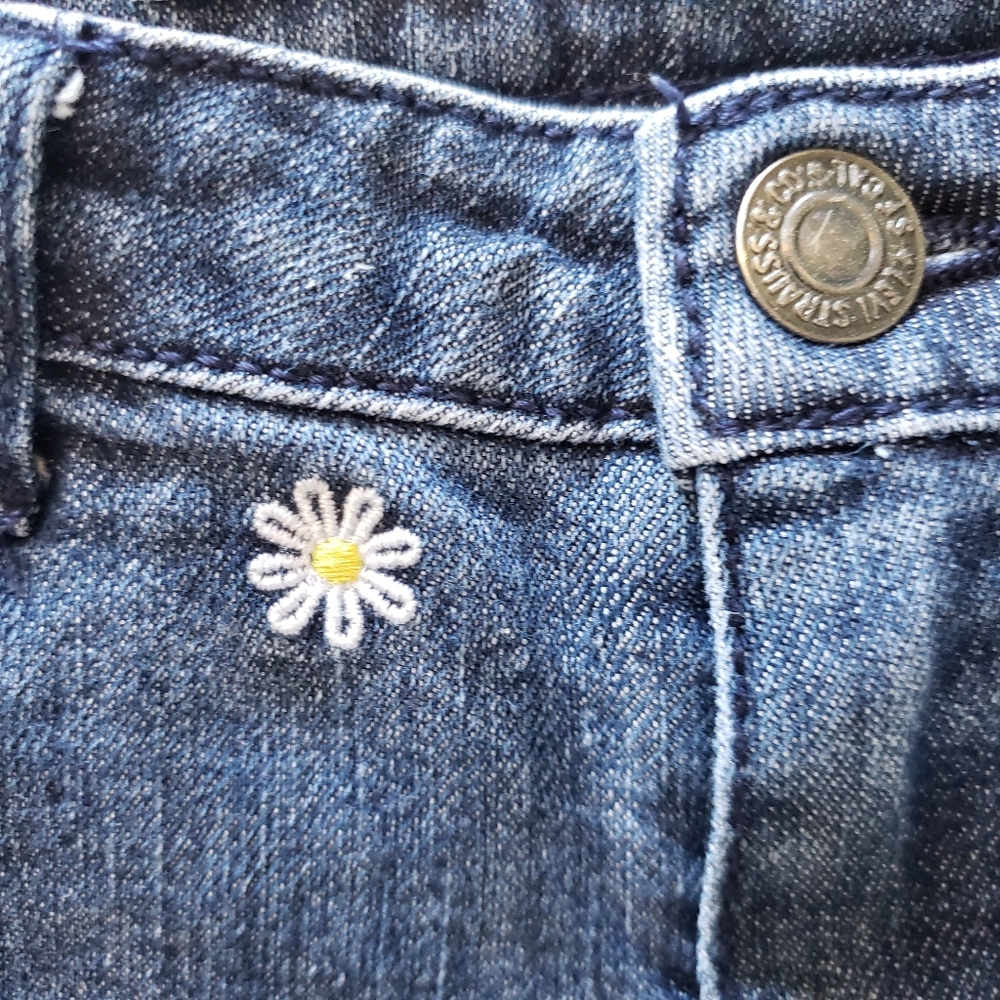 Levi's Strauss Shorty Short Daisy Blue Jeans 14 - Picture 2 of 9